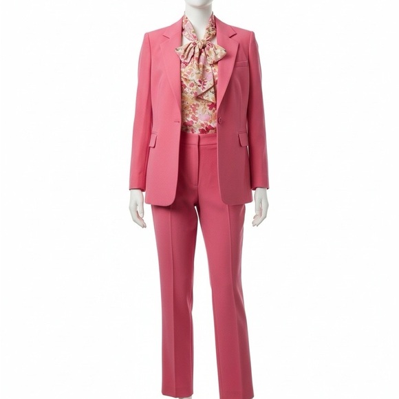 Bar III Pants - Bar III Pink Tailored Blazer with Straight-Leg Pants and Blouse 2X NWT
